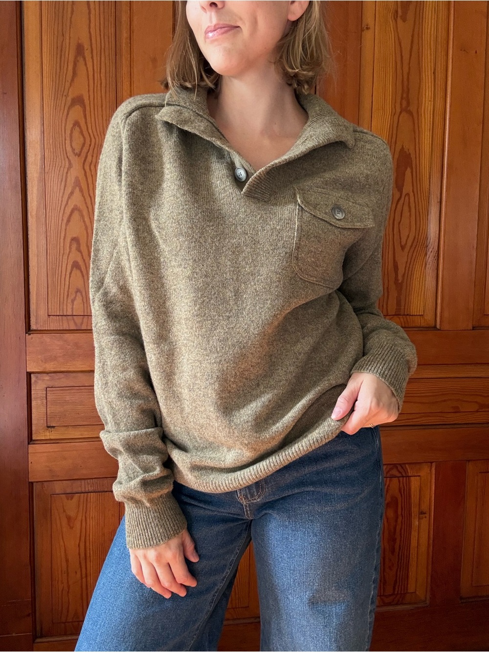 J. Crew Olive Green Lambswool Sweater